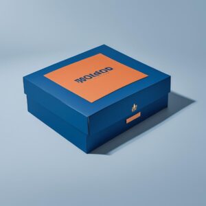 large blue and orange branded box