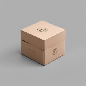 small carton box with a black ink printed logo